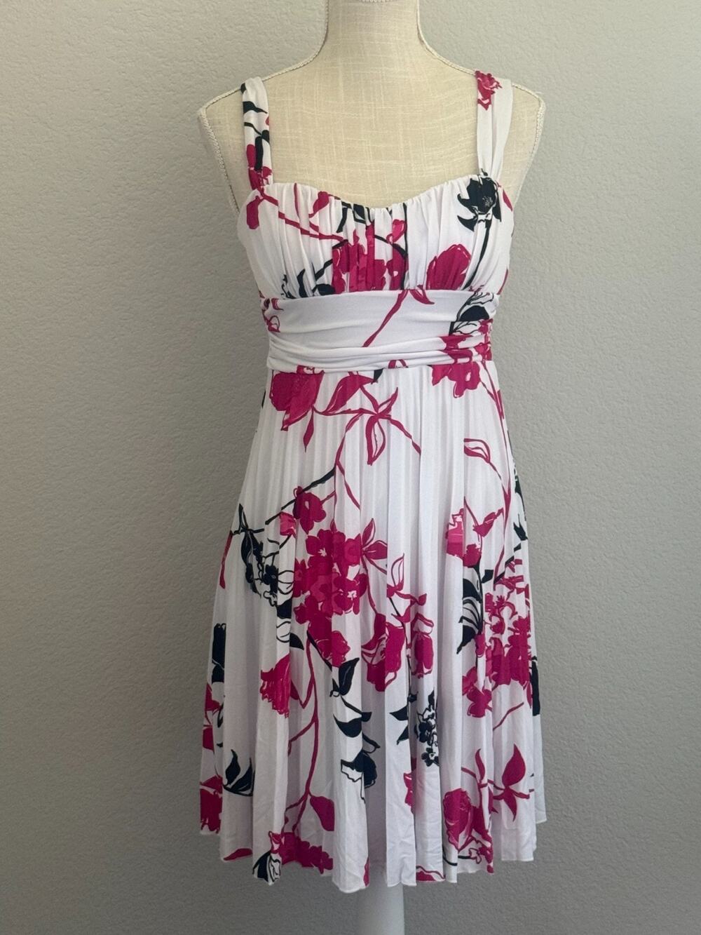 Speechless Black White Pink Floral Padded Bra Sleeveless Dress Brunch Church M